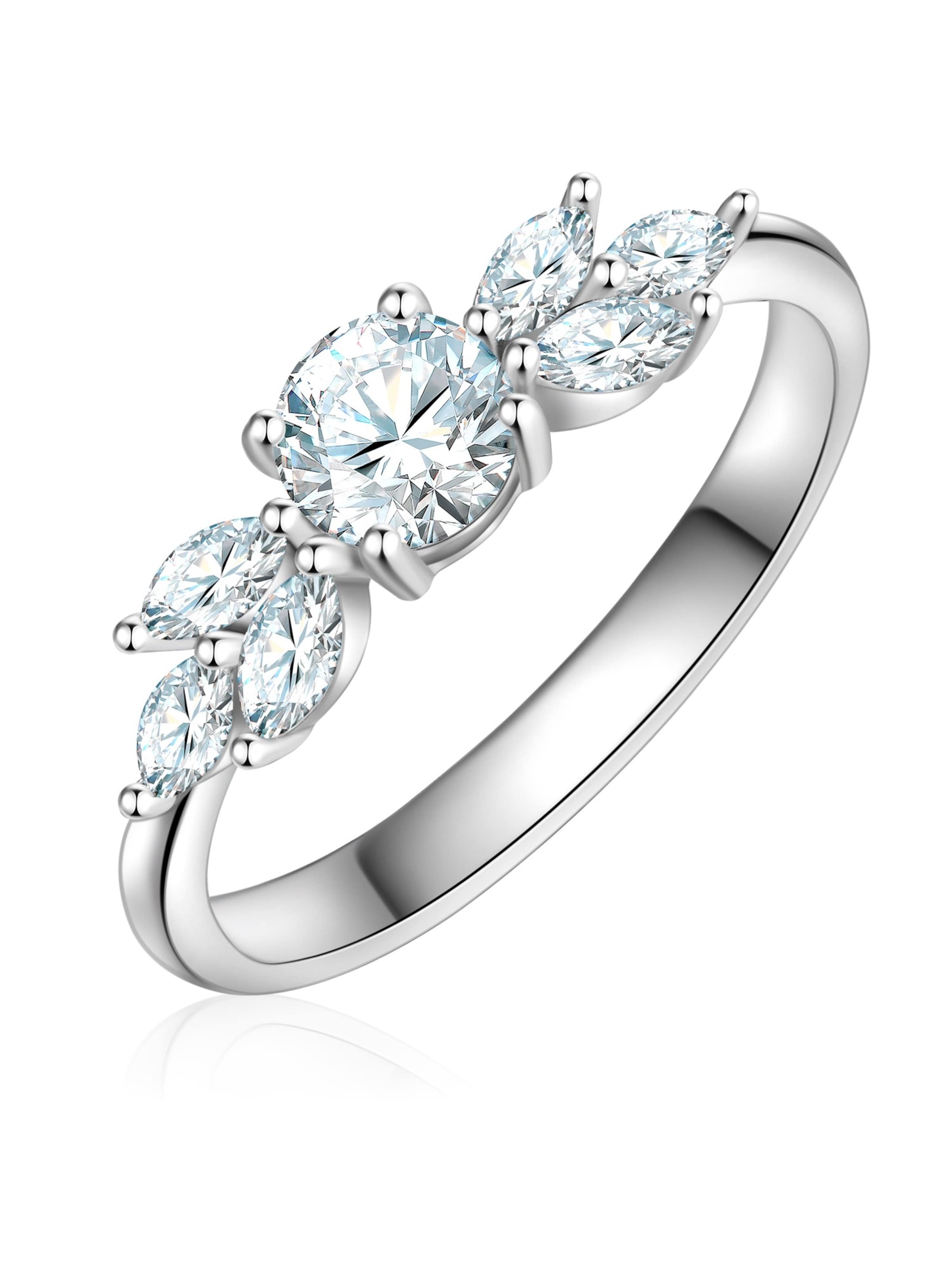 Trilani Bague en argent / blanc, Vue avec produit