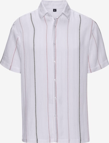 JOHN DEVIN Button Up Shirt in White: front