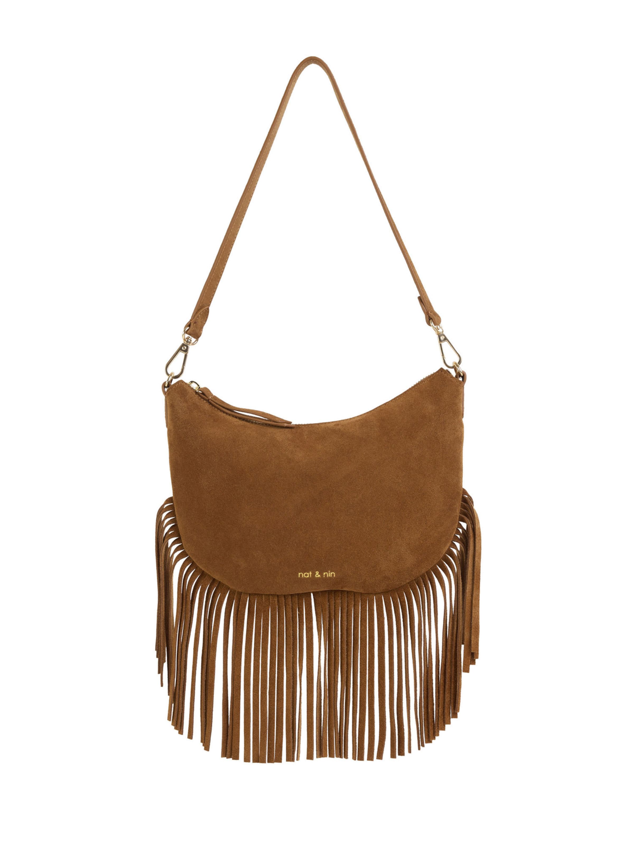 Nat&Nin Crossbody bag 'LUNE FRANGE' in Brown: front