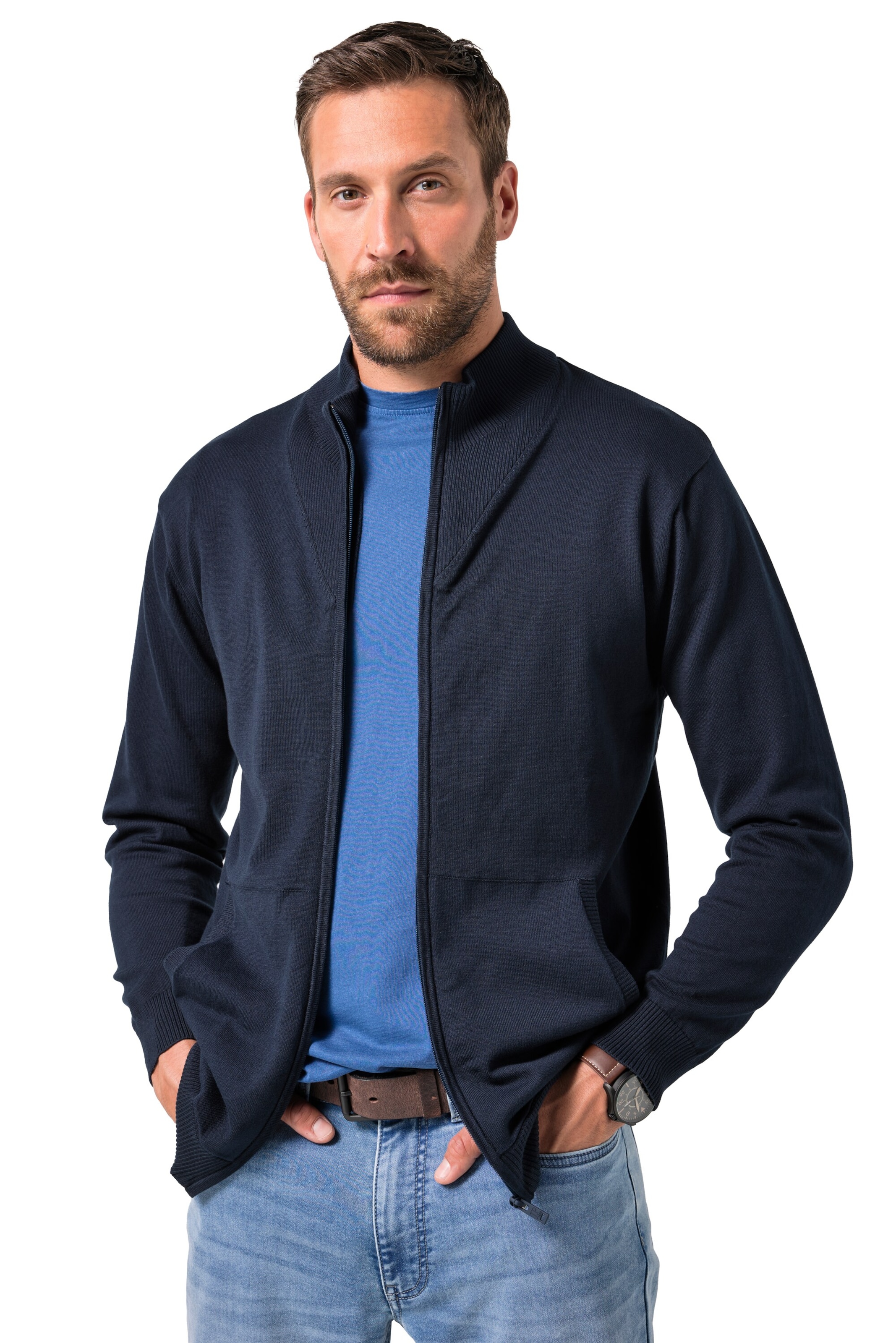 JP1880 Knit cardigan in Blue: front