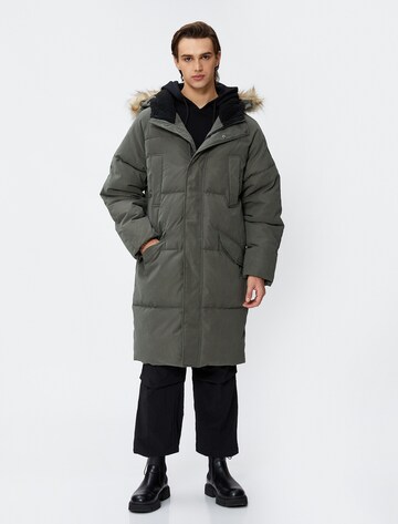 Koton Between-Seasons Coat in Green: front