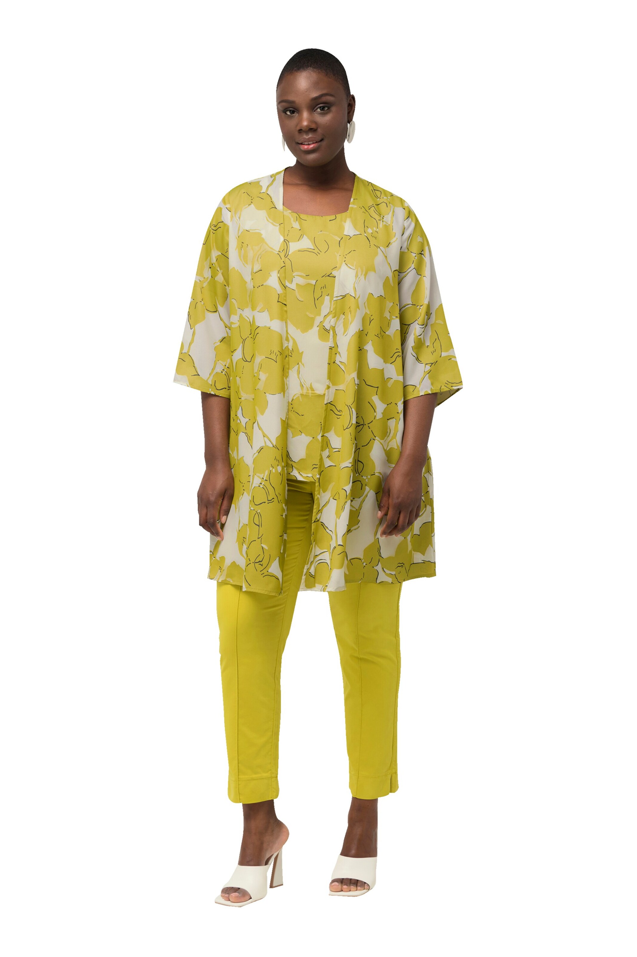 Ulla Popken Gebreid vest in Geel