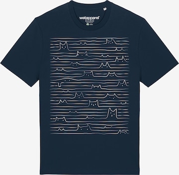 Maglietta ' Doodle Cats ' di Watapparel in blu: frontale
