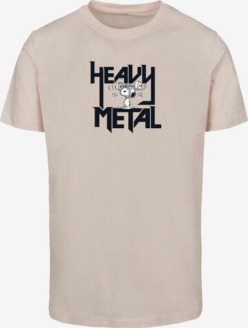 Merchcode T-Shirt 'Peanuts - Heavy Metal' in Beige: predná strana