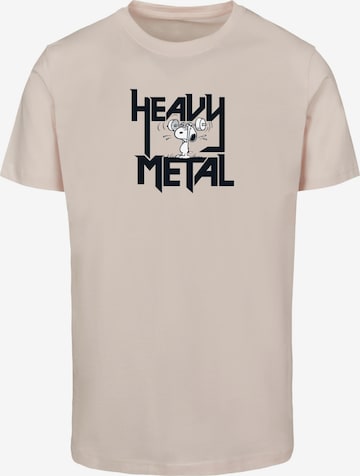 Merchcode Shirt 'Peanuts - Heavy Metal' in Beige: voorkant