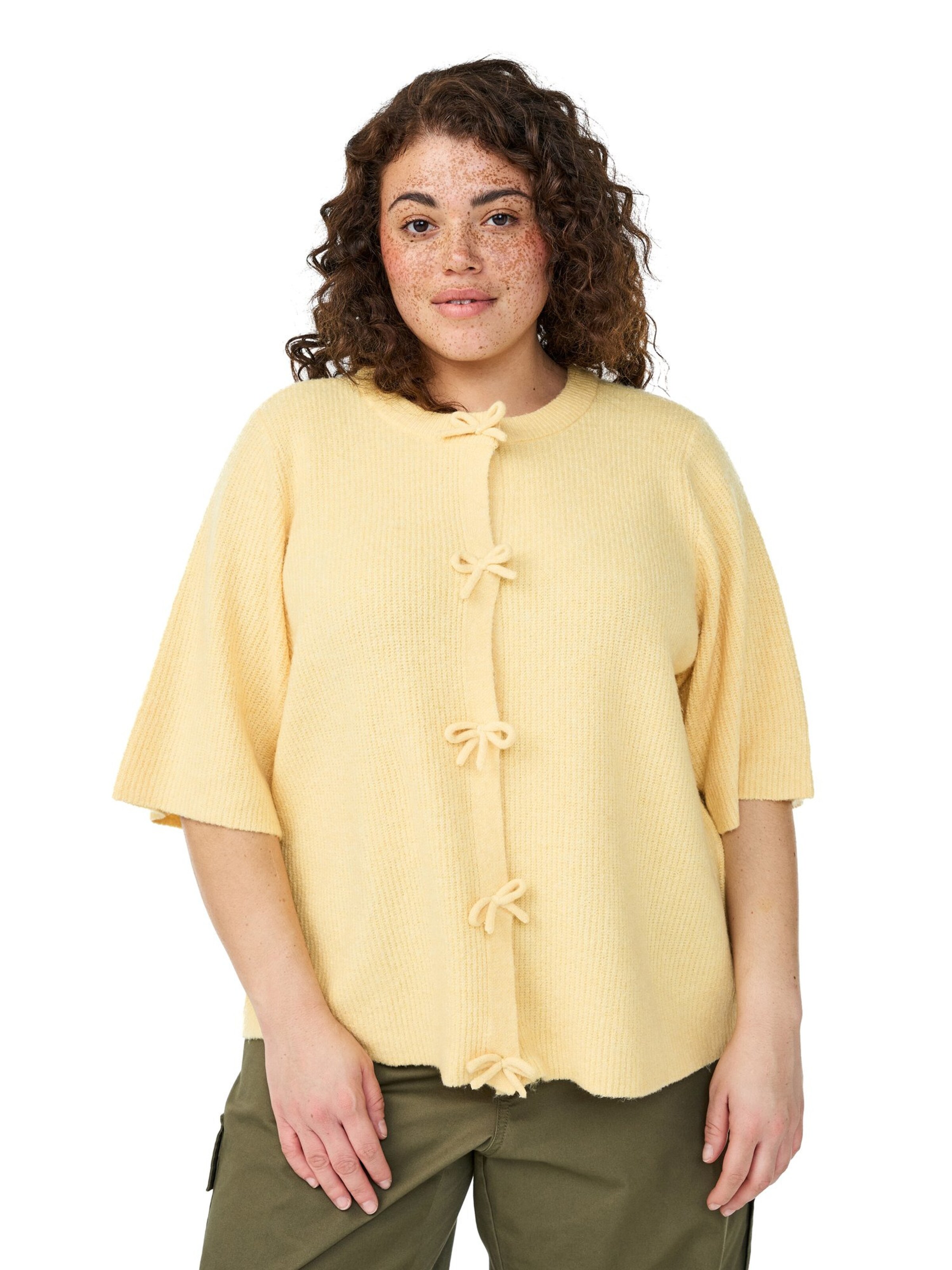 Zizzi Gebreid vest 'Casunny' in Geel: voorkant