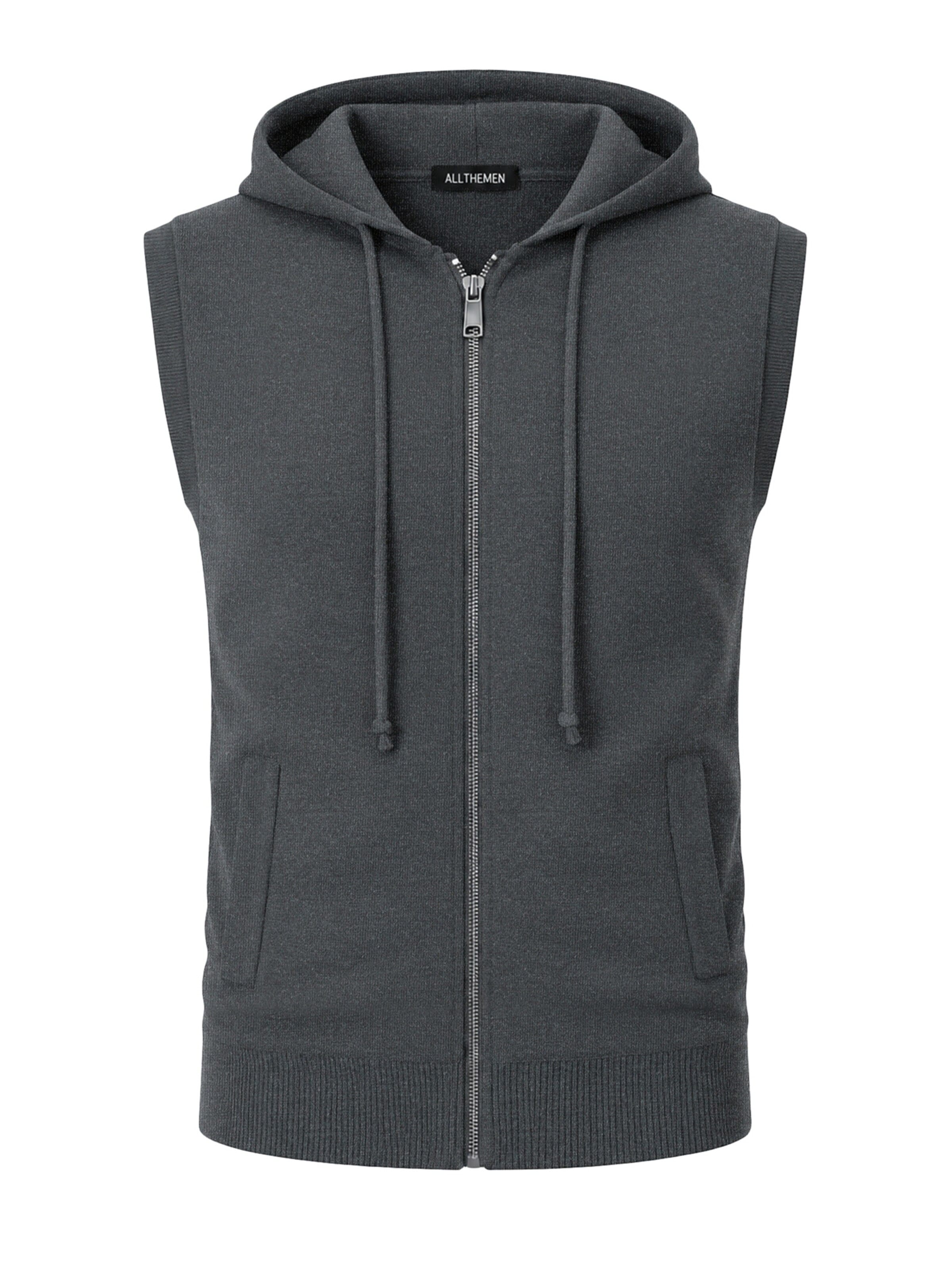 ALLTHEMEN Knit Cardigan 'Luftmasche' in Grey: front