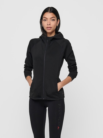 ONLY PLAY Athletic Zip-Up Hoodie 'Cara' in Black: front