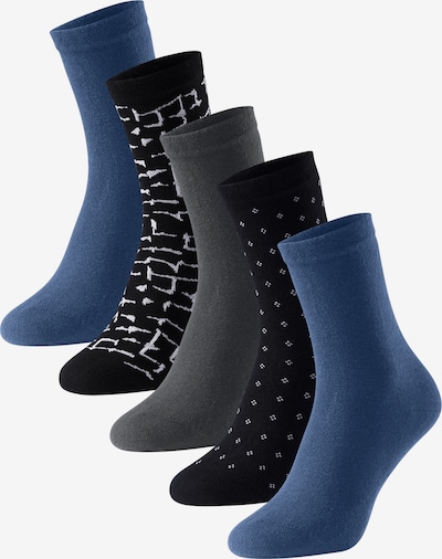 SCHIESSER Socken 'Bluebird' in blau / grau / schwarz / weiß, Produktansicht