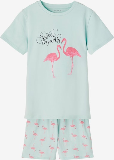 NAME IT Pyjama in hellblau / mint / pink / schwarz, Produktansicht
