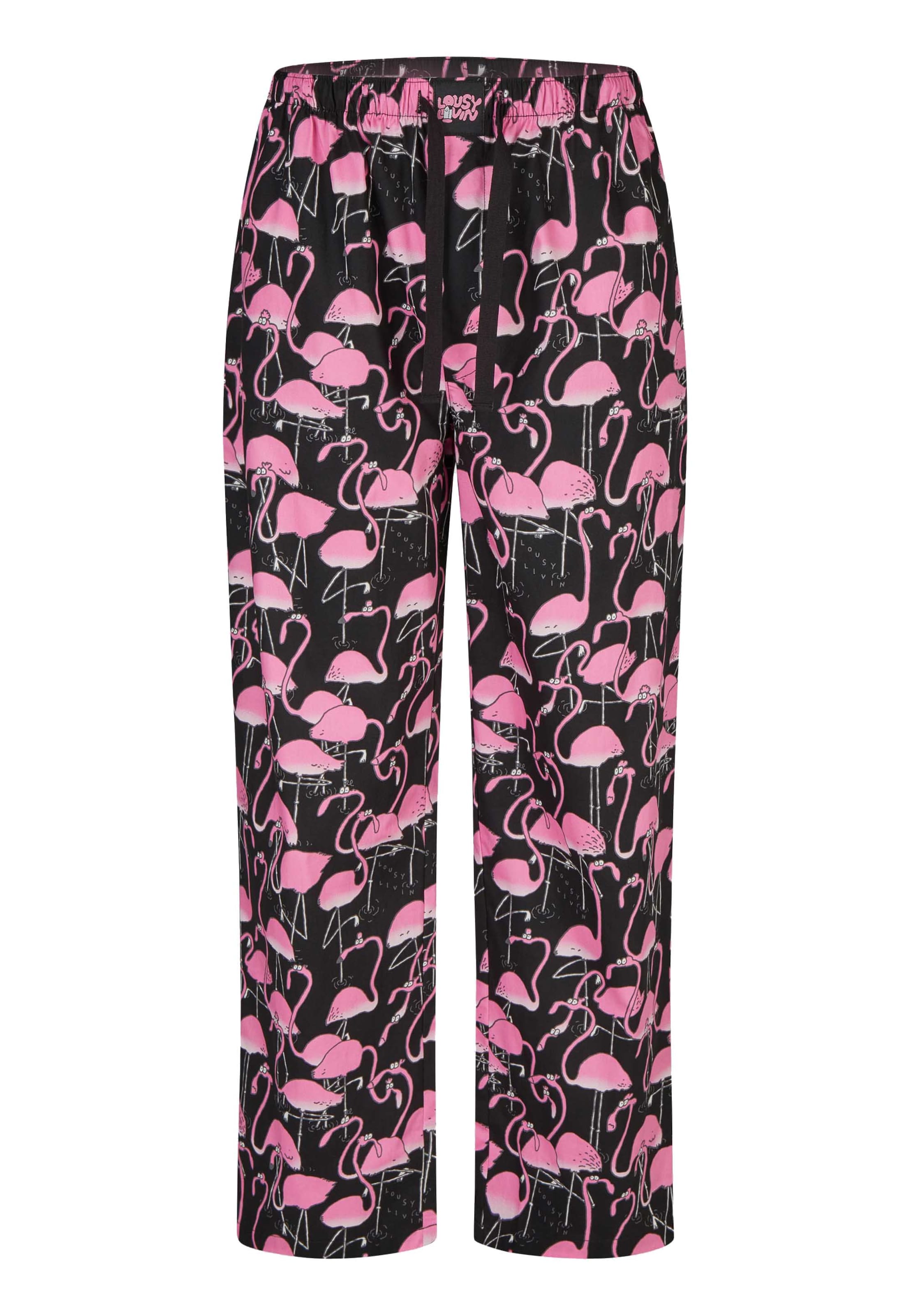 Pantalon de pyjama 'Greater Flamingos' Lousy Livin en noir : devant