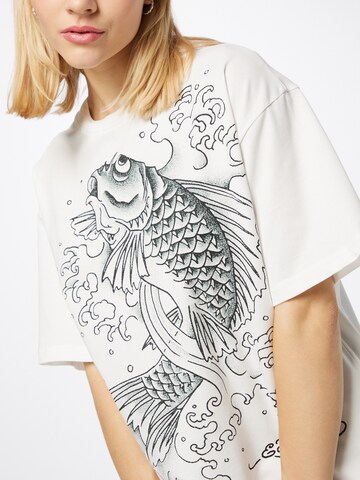 Ed Hardy T-Shirt 'Jumping Koi' in Weiß