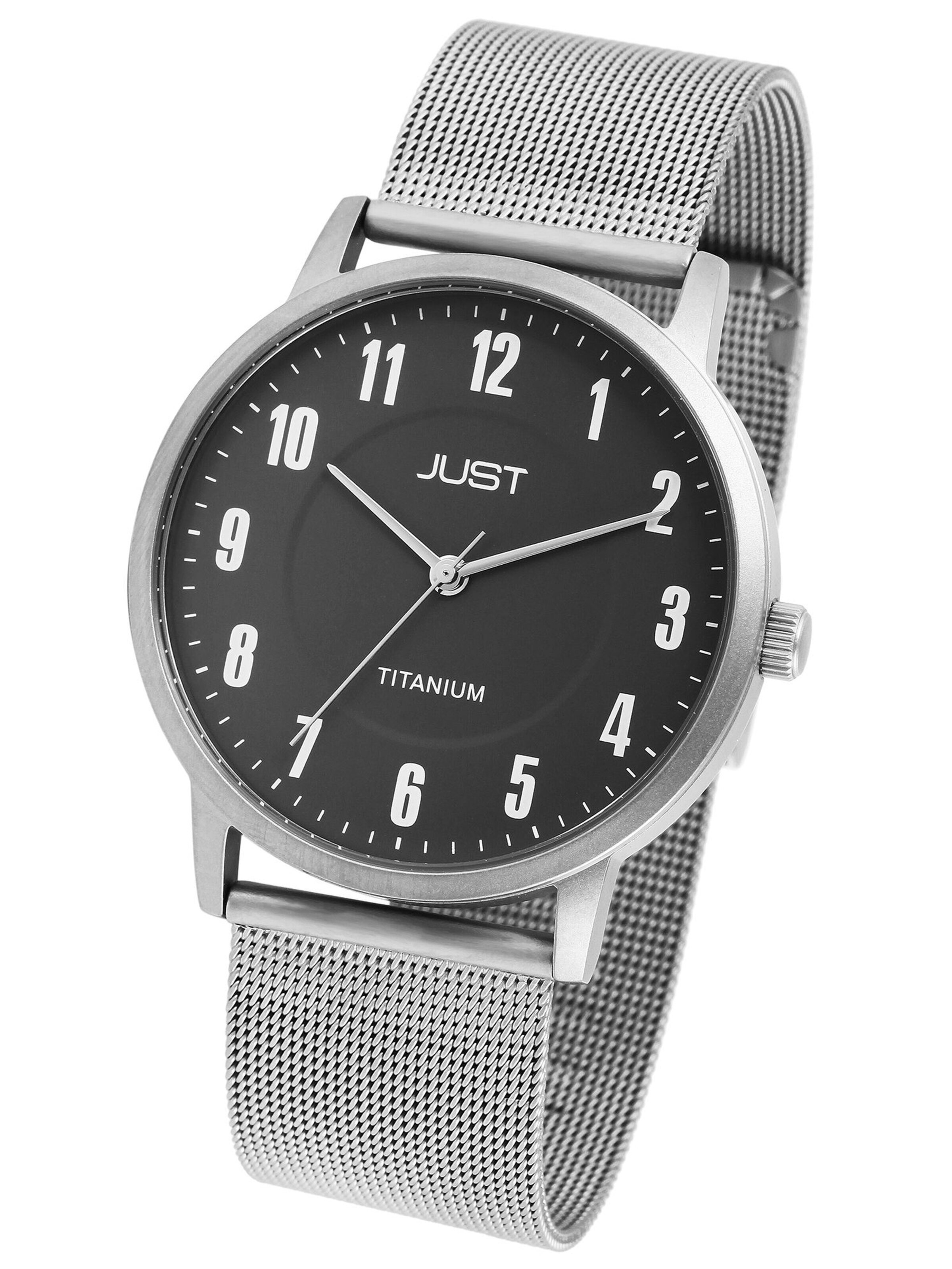 JUST Analoguhr 'mit Edelstahlarmband und Titangehäuse, Basic Uhr, 5 ATM'‌‌‌‌‌‌ in Silber: Vorderseite