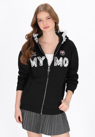 MYMO - Sudadera con cremallera en negro: frente