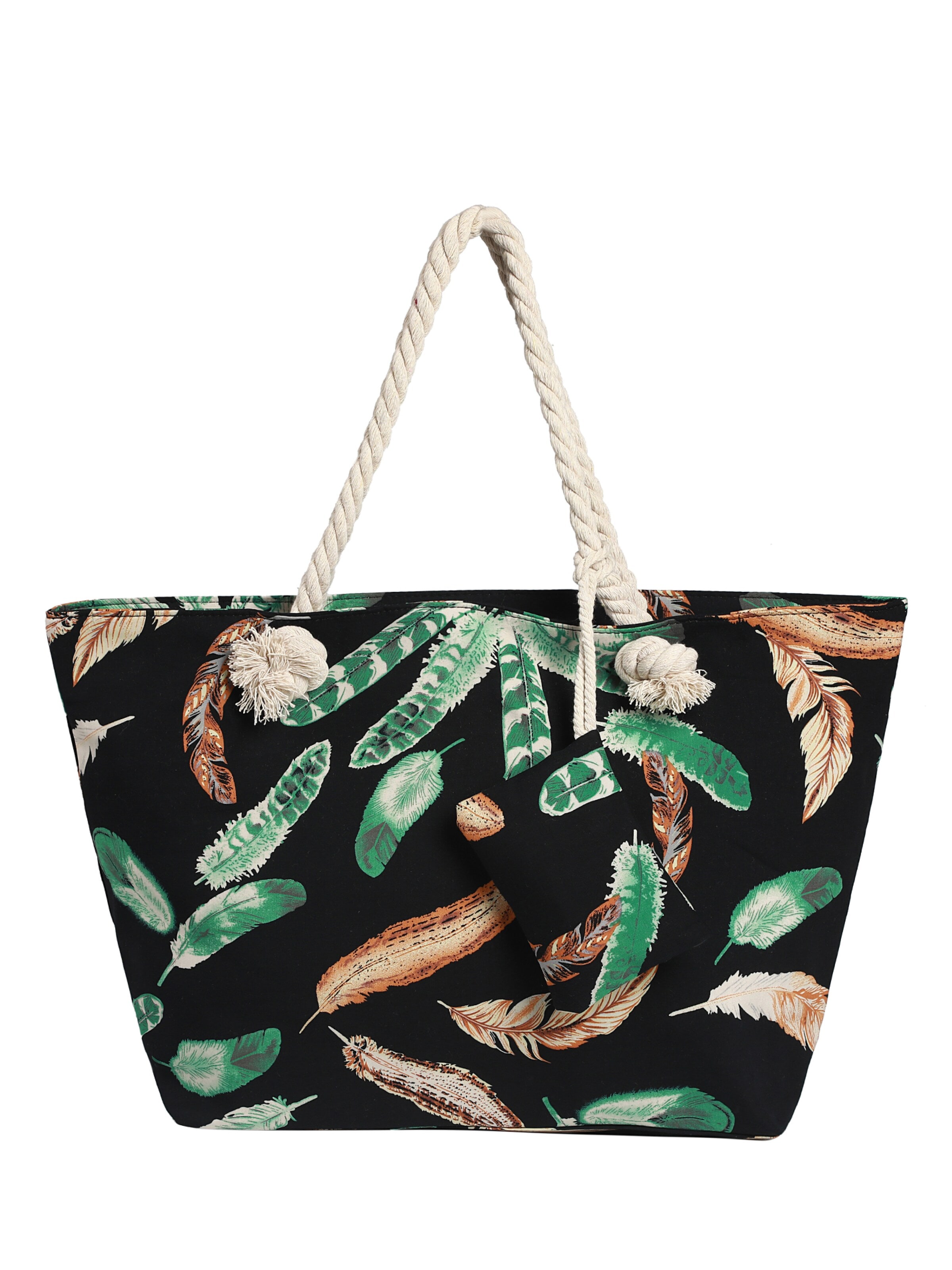 DonDon Strandtasche 'DonDon Strandtasche mit Reißverschluss Shopper Beach bag Badetasche Bunte Welt'‌‌ in Grün: Vorderseite