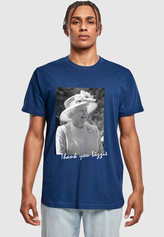 Merchcode T-Shirt 'Thank You Lizzie' in Blau: Vorderseite