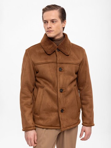 Antioch Between-Seasons Coat in Brown: front