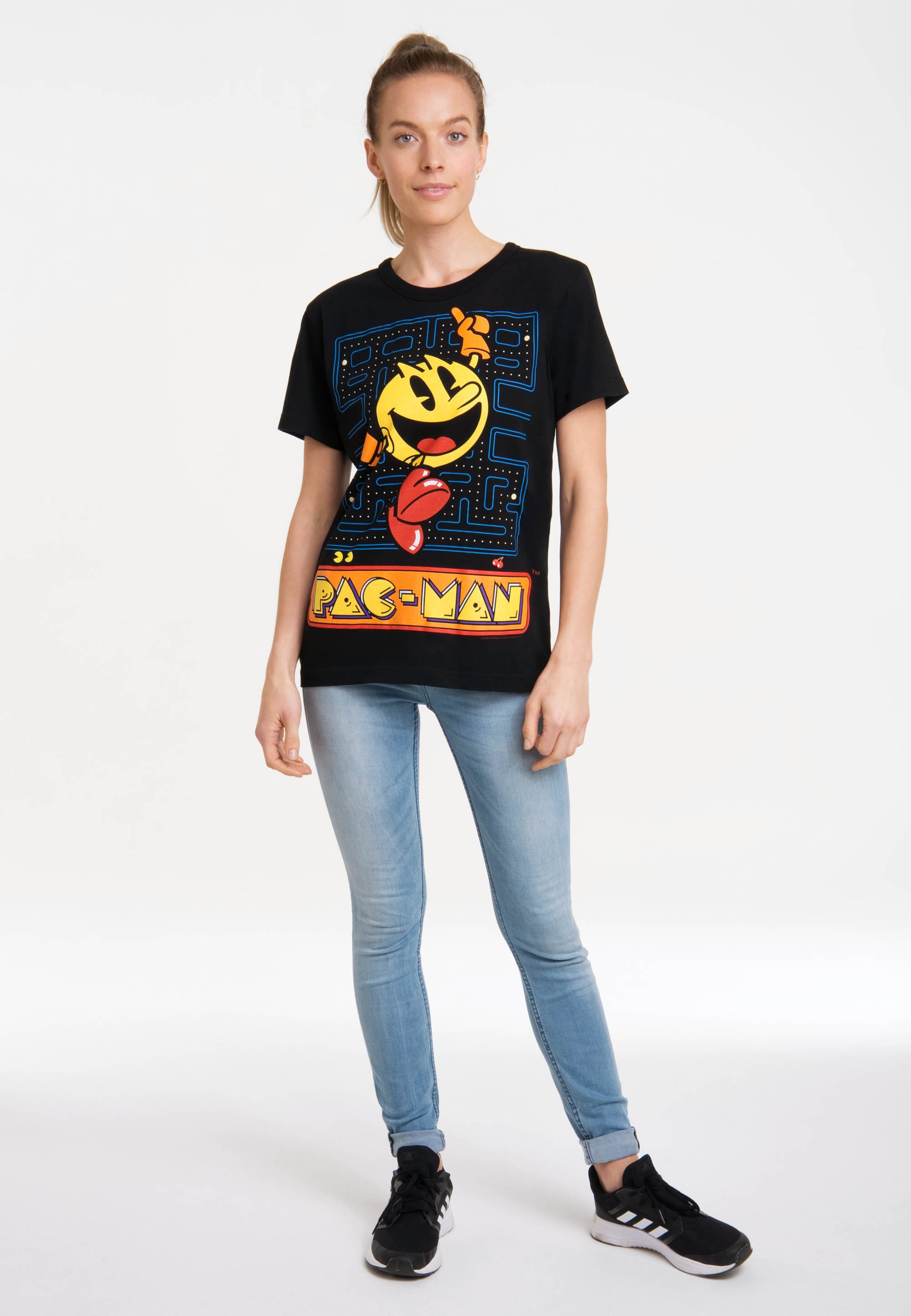 Frauen Shirts & Tops LOGOSHIRT T-Shirt 'Pac-Man – Jumping' in Schwarz - WK28239