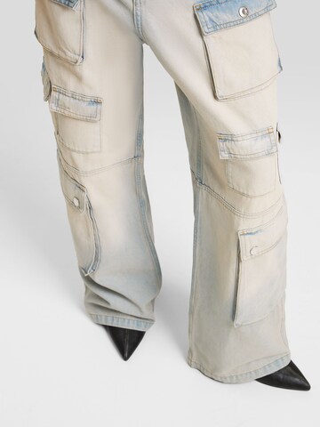 Bershka Wide leg Cargo jeans in Blue