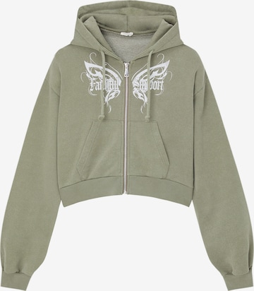 Pull&Bear Sweatjacke in Grün: predná strana