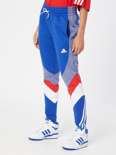 Pantaloni sport ADIDAS PERFORMANCE pe albastru / albastru porumbel / roșu / alb, Vizualizare model