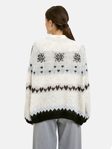 Milano Italy Cardigan mit Intarsienmuster in Weiß