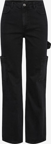 PIECES Regular Cargo Jeans 'JOELLA' in Black: front