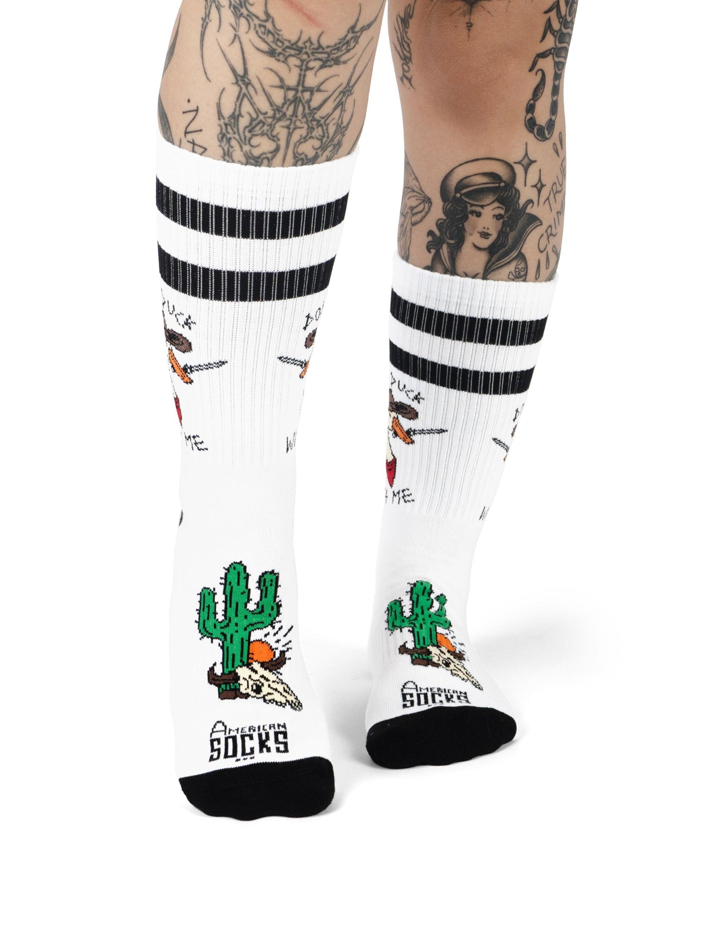 Chaussettes 'Don't duck with me' American Socks en blanc
