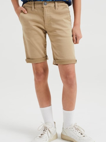 WE Fashion Slimfit Broek in Beige: voorkant