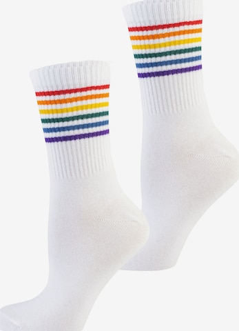 Nur Die Basicsocken ' Good Vibes ' in Weiß: Vorderseite
