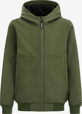 WE Fashion - Sudadera con cremallera en verde: frente