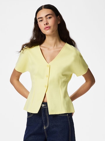Cardigan 'PCGunhild' PIECES en jaune : devant