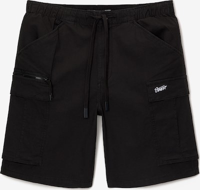 Pantaloni cu buzunare Pull&Bear pe negru / alb, Vizualizare produs