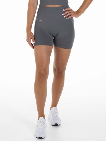 Divina Slimfit Sportbroek 'Sleek' in Grijs: voorkant