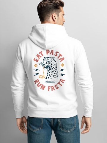 Neverless Sweatjacke 'Eat Pasta' in Weiß