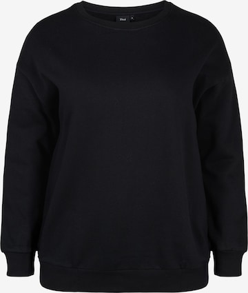 Zizzi Sweatshirt 'Laura' in Zwart: voorkant