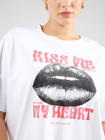 Noisy May Curve Shirt 'NMIDA KIM LIPS' in White