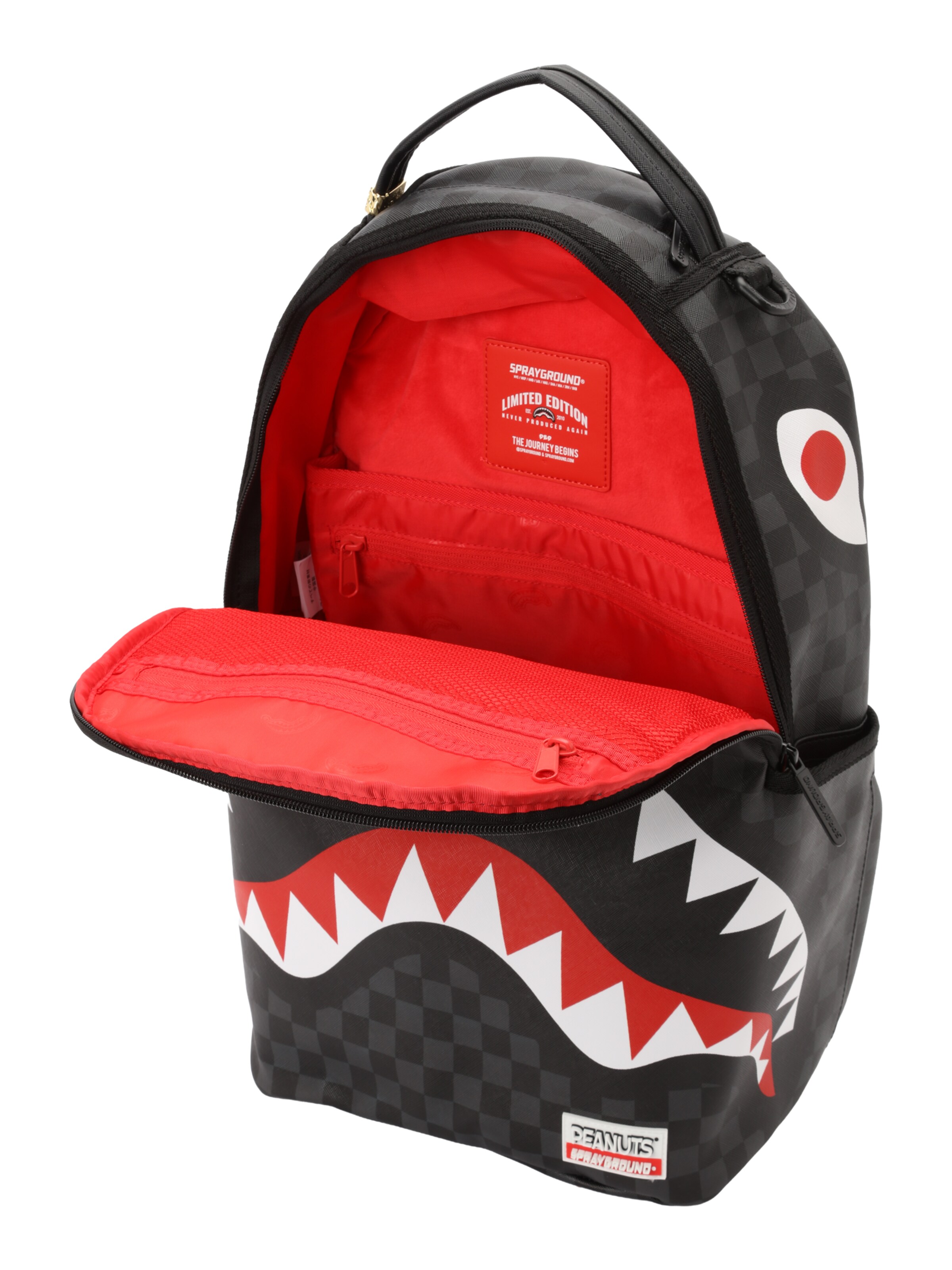 Sprayground Backpack 'Snoopy Top Shark Money' in Black