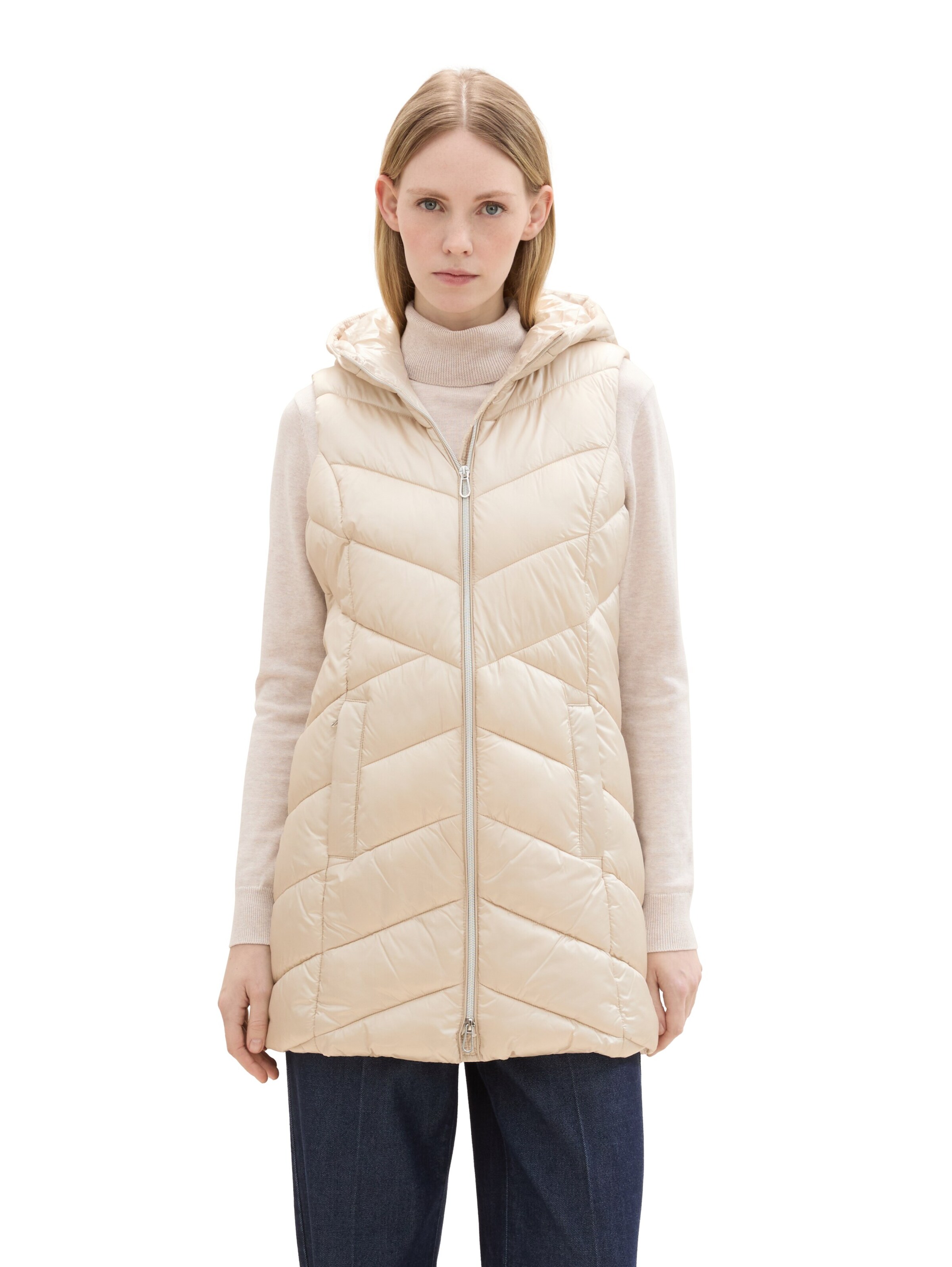 Gilet TOM TAILOR en beige : devant
