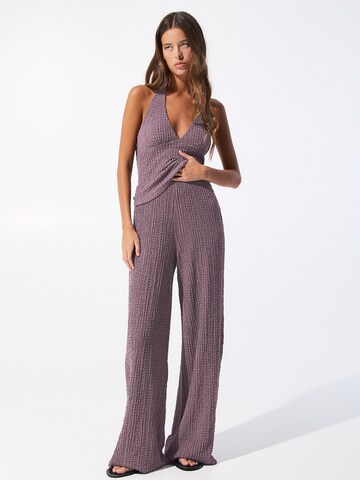 Pull&Bear Wide leg Pants in Purple