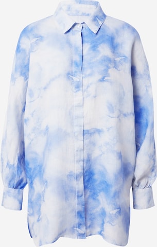 120% Lino Blouse in Blauw: voorkant