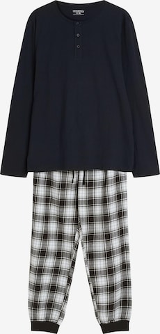 Henderson - Pijama largo 'Schlafanzug Langarm Rundhalsausschnitt Baumwolle Karomuster Noir' en negro: frente