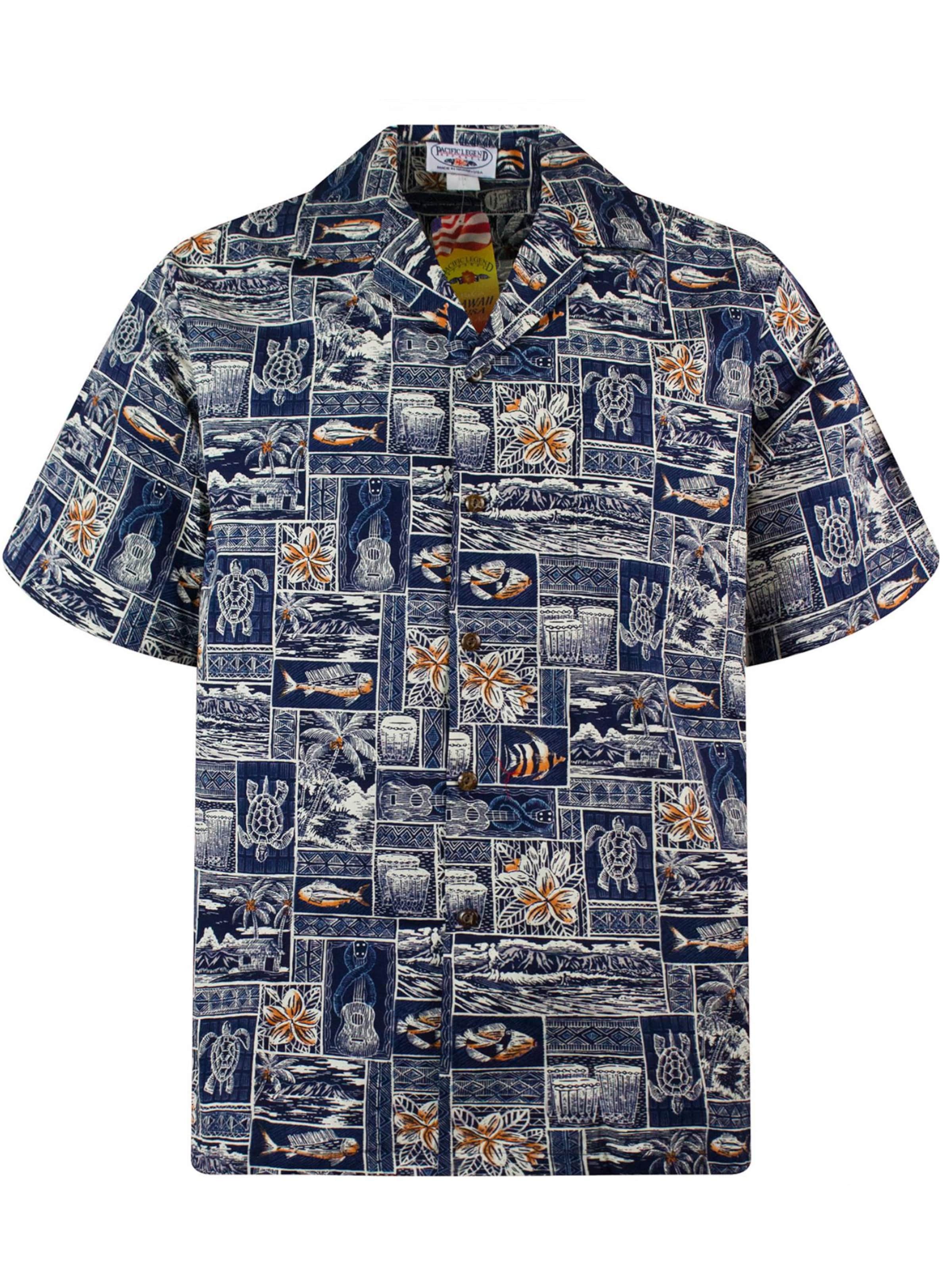 Pacific Legend Regular fit Button Up Shirt 'Puzzle' in Blue: front