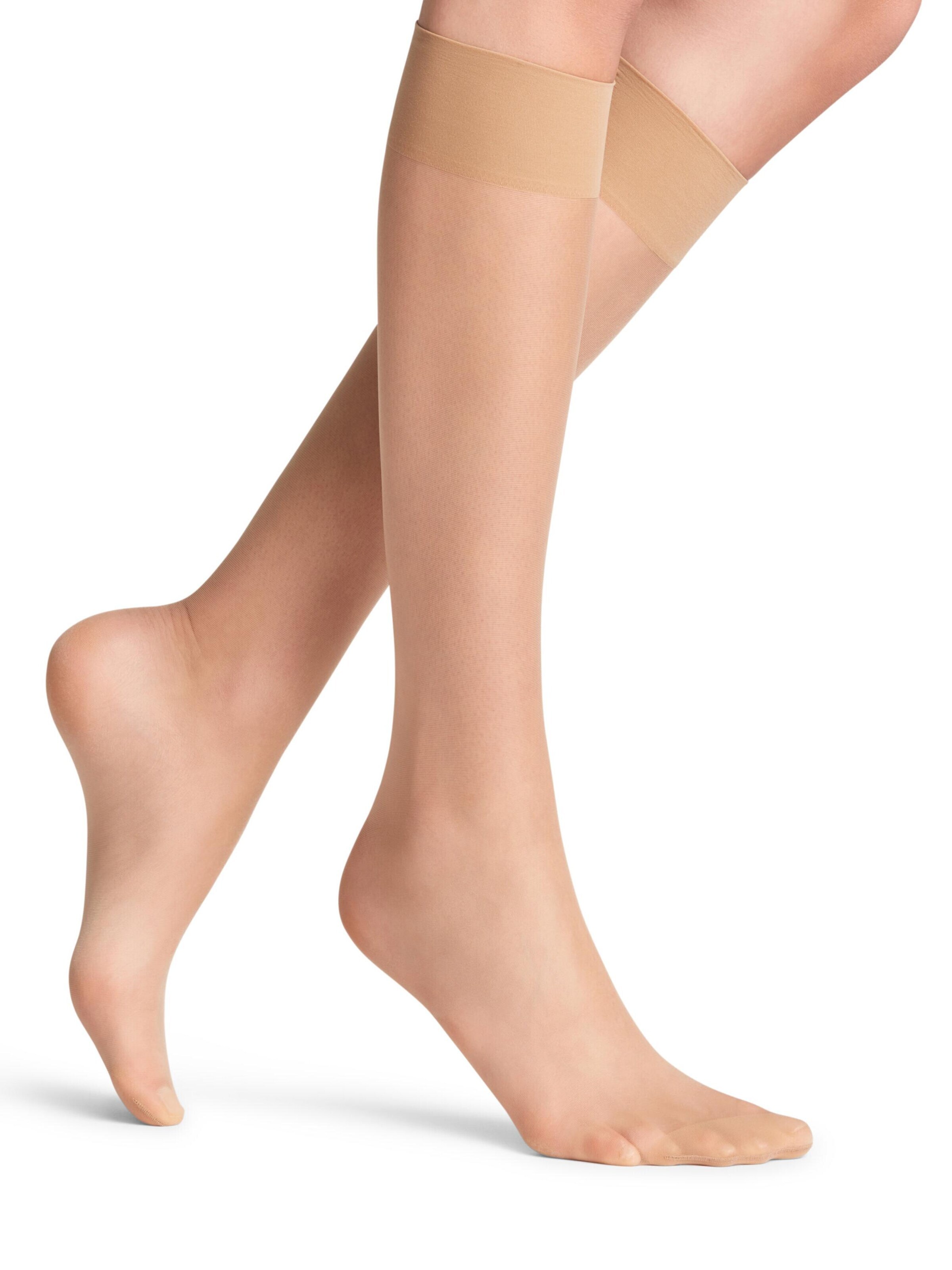 FALKE Knee High Socks 'Seidenglatt' in Gold
