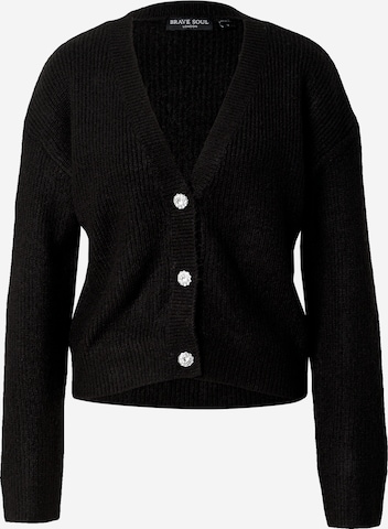 BRAVE SOUL Knit Cardigan in Black: front