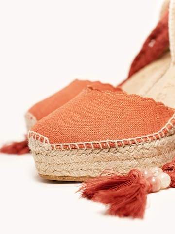 Alhamas - Sandalias 'Alpargata Cuña 10 cm' en naranja