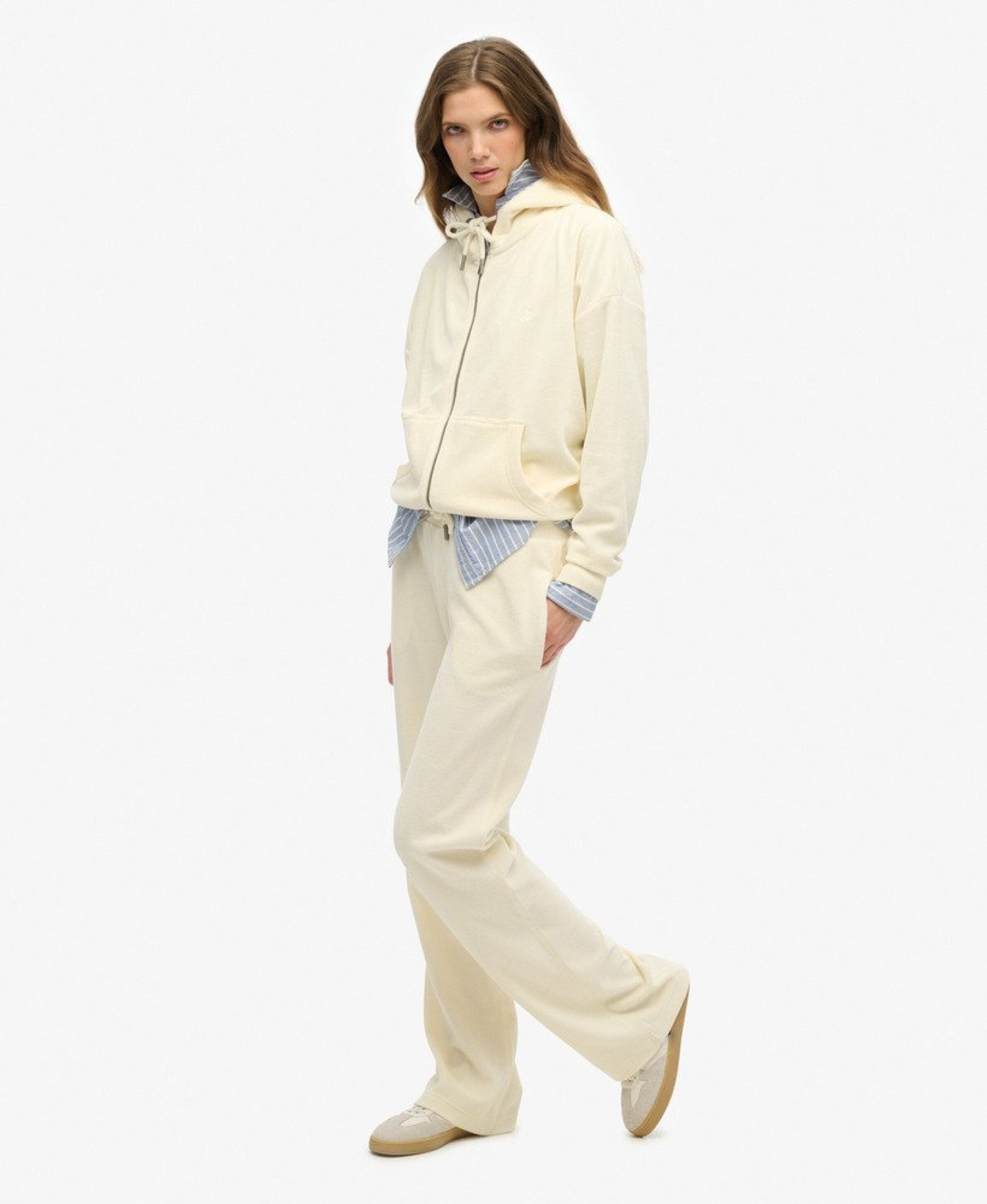 Superdry Wide leg Broek in Wit