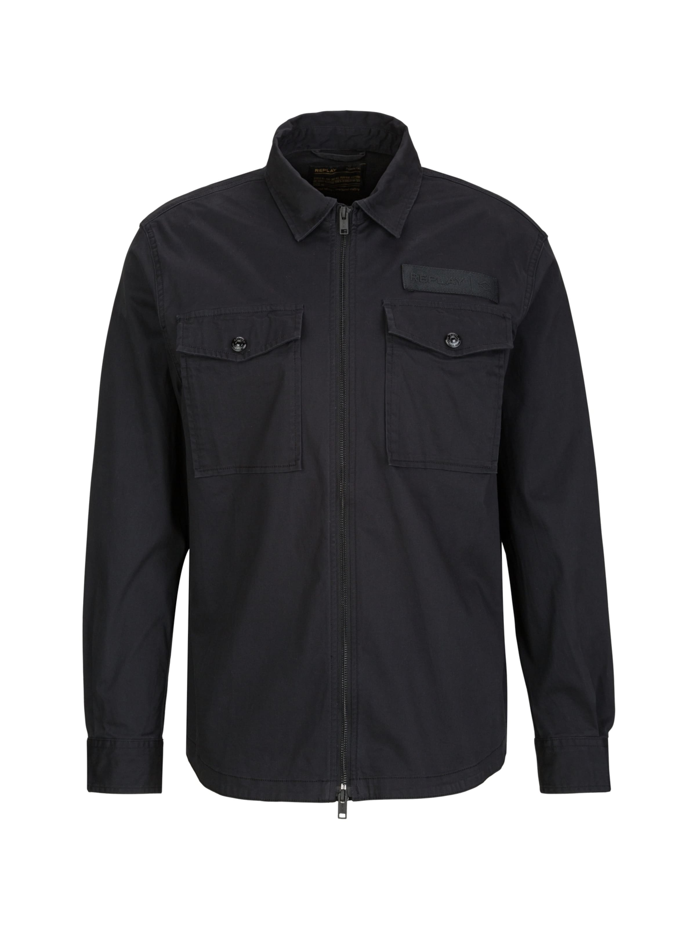 REPLAY Button Up Shirt ' Comfort Cotton Satin ' in Grey: front