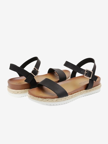 Dream Pairs Sandal 'Damen-Espadrille-Sandalen mit Knöchelriemen und Plateauabsatz' in Black