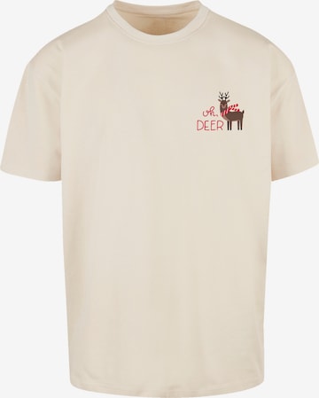 T-Shirt 'Christmas Deer' F4NT4STIC en beige : devant